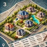 Real estate brochure showing houses for sale in Bijapur, with locations like Sai Park, Begum Talab, and Ram Nagar.